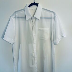 White Casual Button Down Shirt with Classic Collar